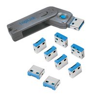 LogiLink AU0045 USB-poortslot Set van 8 stuks Zilver, Blauw Incl. 1 sleutel