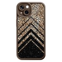 iPhone 13 bruine case - Chevron luipaard