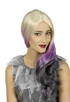 Party Pruik Christal-Zilver Blond Paars-Grijs