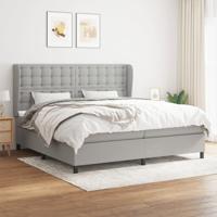 Boxspring met matras stof lichtgrijs 200x200 cm