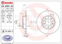 Remmenset, remschijf BREMBO, Remschijftype: Binnen geventileerd, Inbouwplaats: Achteras: , u.a. für Jeep, Fiat