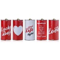 PartyDeco trouwauto blikjes Retro - Bruiloft - rood - set 5x stuks - 14 x 7 cm   -