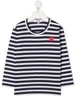 Comme Des Garçons Play Kids t-shirt rayé à patch logo - Bleu - thumbnail