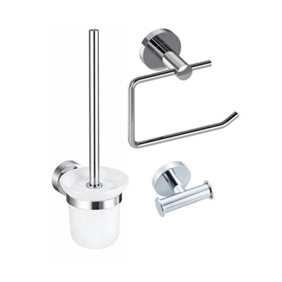 Fortifura Calvi Toiletset 3-delig - toiletrolhouder zonder klep - toiletborstel - handdoekhaak dubbel rond - chroom SW639923 SW1211583 SW639924