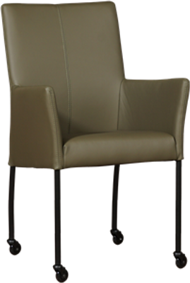 Olijfgroene leren moderne eetkamerstoel Comfort - Toledo Leer Olive (olijfgroen leer)