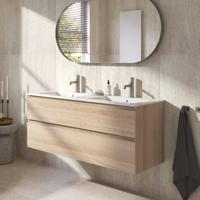 Ben Tendenza badmeubel incl. keramische wastafel met 2 kraangaten 120x46x62cm urban oak