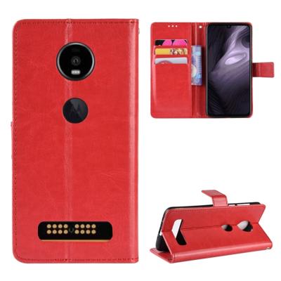 Retro Crazy Horse textuur horizontale Flip lederen draagtas voor Motorola Moto Z4 Play met houder & kaartsleuven & portemonnee & Lanyard (rood)