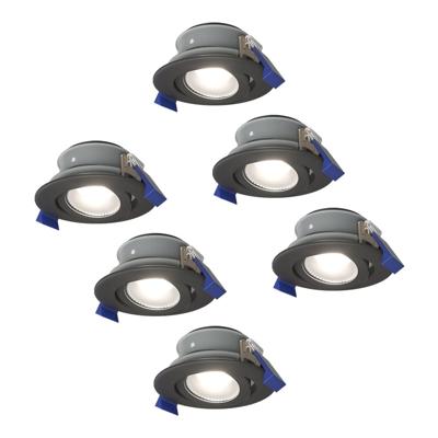 Set van 6 Lima LED inbouwspots - 5 Watt 400 lumen - 6000K daglicht wit - GU10 - Dimbaar - Rond - Kantelbaar - IP65 waterdicht - Zwart - Voor binnen, buiten en badkamer