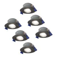 Set van 6 Lima LED inbouwspots - 5 Watt 400 lumen - 6000K daglicht wit - GU10 - Dimbaar - Rond - Kantelbaar - IP65 waterdicht - Zwart - Voor binnen, buiten en badkamer