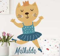 Muurstickers kinderkamer dansende ballerina kat - thumbnail