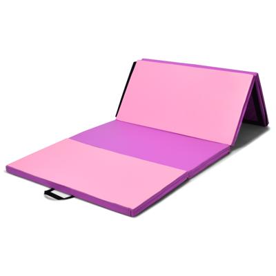 Gymnastiek mat Opvouwbare gymnastiek mat met 2 draag hendels Lichtgewicht4 Paneel gymnastiek Tuimel kussen
