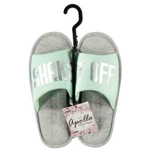 Open sloffen/pantoffels/slippers mint/grijs voor dames 41-42  -