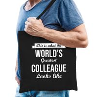 Worlds greatest COLLEAGUE collega cadeau tas zwart voor heren - thumbnail