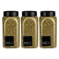 Mica Decorations decoratie stenen/granulaat - 3x - 650ml - goud - hobby steentjes