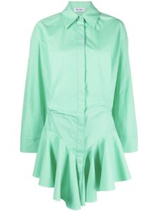 The Attico robe-chemise courte à volants - Vert