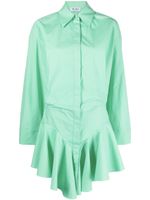 The Attico robe-chemise courte à volants - Vert - thumbnail