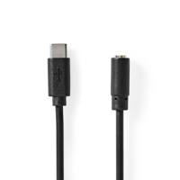 Nedis USB-C™ Adapter | USB 2.0 | USB-C™ Male | 3,5 mm Female | 1.00 m | Rond | Vernikkeld | PVC | Zwart | Label - CCGL65960BK10