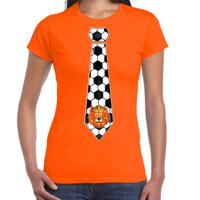 Verkleed T-shirt voor dames - voetbal stropdas - oranje - EK/WK voetbal supporter - Nederland - thumbnail