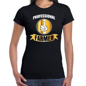 Professional farmer / professionele boerin t-shirt zwart dames - Boerin cadeau shirt
