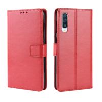 Retro Crazy Horse textuur horizontale Flip lederen case voor Galaxy A70 met houder & kaartsleuven & fotolijstjes (rood)