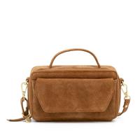 Dames leren handtas - suede cognac - MŌSZ Naomi