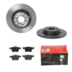 Remmenset, remschijf BREMBO, Remschijftype: Massief, Inbouwplaats: Achteras: , u.a. für VW, Audi, Skoda, Seat