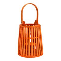 Lantaarn met handvat van hout (voor LED-kaarsen), Oranje (B/H/D) 19x25x19cm/19x35x19cm