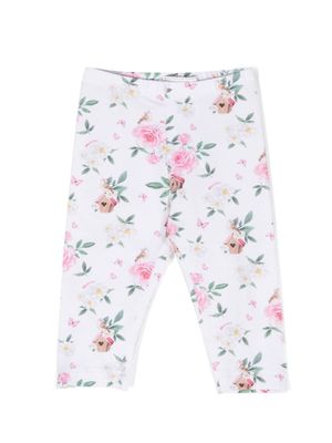 Monnalisa legging à fleurs - Blanc