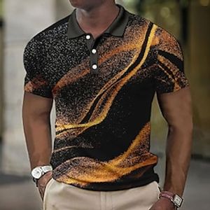 Voor heren POLO Shirt Wafel poloshirt Revers polo Polo's met knopen Golfshirt Verloop Grafische prints Geometrie Strijkijzer Geel Rood blauw Groen Grijs Buiten Straat Korte mouw Afdrukken Kleding Lightinthebox