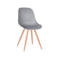 LABEL51 Eetkamerstoel Rimini - Grijs - Kunststof - Oak Metal Woodcover