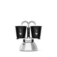 Italiaanse koffiezetmachine set + 2 kopjes - BIALETTI - Mini inductie - 100 ml - Roestvrij staal / Zwart