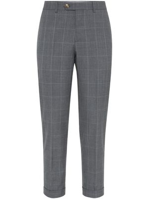 Brunello Cucinelli pantalon court à carreaux - Gris