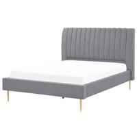 Beliani - MARVILLE - Tweepersoonsbed - Grijs - 140 x 200 cm - Fluweel