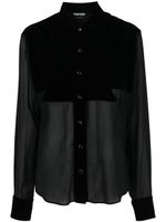 TOM FORD chemise en soie à empiècements - Noir