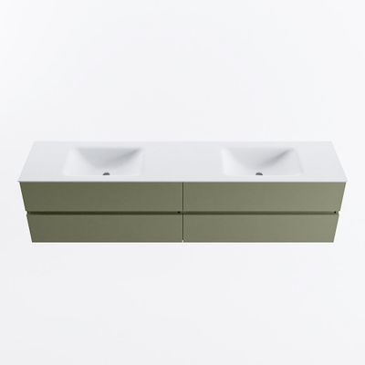MONDIAZ VICA 200cm badmeubel onderkast Army 4 lades. Wastafel CLOUD dubbel zonder kraangat, kleur Talc.