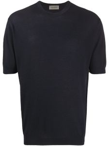 John Smedley t-shirt à détails nervurés - Bleu