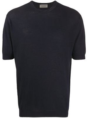 John Smedley t-shirt à détails nervurés - Bleu