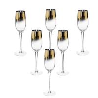 Secret de Gourmet Champagneglazen/flutes Arya - 12x stuks - goud/transparant - glas - 210 ml