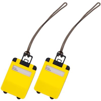 Kofferlabel - Pakket van 2x stuks - 9,5 cm - Reiskoffer reisaccessoires - geel - beschrijfbaar