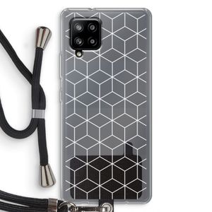 Zwart-witte kubussen: Samsung Galaxy A42 5G Transparant Hoesje met koord