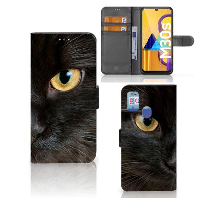 Samsung Galaxy M21 | M30s | Telefoonhoesje | Met pasjeshouder | Zwarte Kat