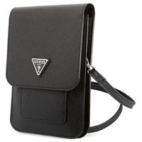 Guess Saffiano Triangle Logo Schoudertas - Zwart - thumbnail