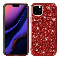 Glitter poeder schokbestendig TPU beschermende case voor iPhone 11 Pro Max (rood)