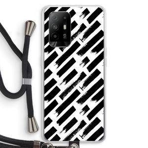 Zwarte vegen: Oppo A95 5G Transparant Hoesje met koord