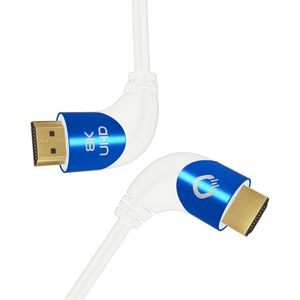 Oehlbach D1C42546 HDMI-kabel HDMI Aansluitkabel HDMI-A-stekker, HDMI-A-stekker 1.50 m Wit Ultra HD (8K), 90° haaks naar links, Afgeschermd (drievoudig)