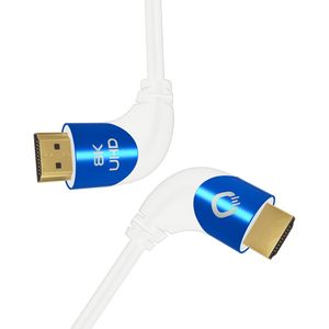 Oehlbach D1C42546 HDMI-kabel HDMI Aansluitkabel HDMI-A-stekker, HDMI-A-stekker 1.50 m Wit 8K UHD, 90° haaks naar links, Afgeschermd (drievoudig)