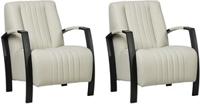 Set van 2 Crème leren industriële stalen fauteuils Glamour - Toledo Leer Nebbia (crème leer)