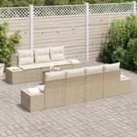 Tuinbankenset met opslag 8 pcs Beige en Crème poly rattan