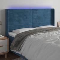 Hoofdbord LED 183x16x118/128 cm fluweel donkerblauw