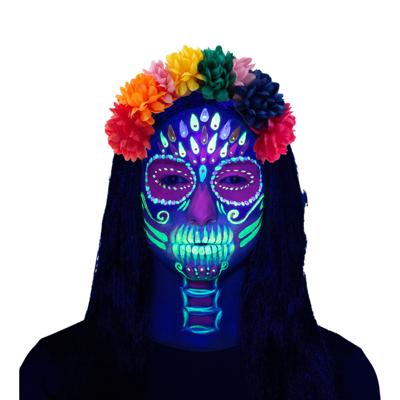 Boland Verkleed set Skull - UV Neon - schmink en diadeem - Halloween - blacklight